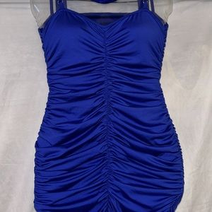 NIP Royal blue touched mini/midi dress your choice pull or sinch at hip SEE DETS